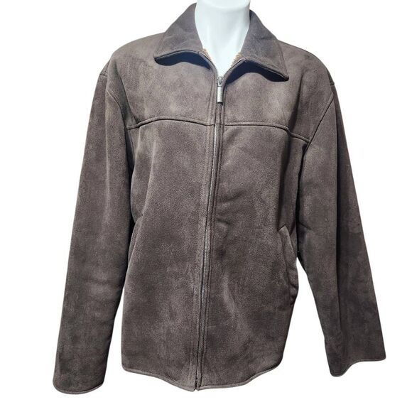 Weatherproof faux suede zip front coat with faux sherpa lining brown medium - Picture 1 of 11
